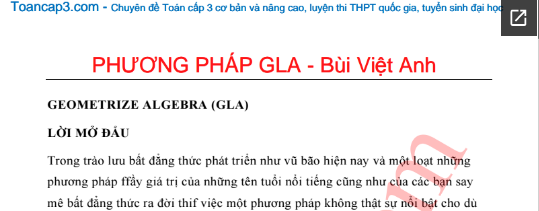 Chứng minh bất đẳng thức bằng phương pháp GLA - Bùi Việt Anh